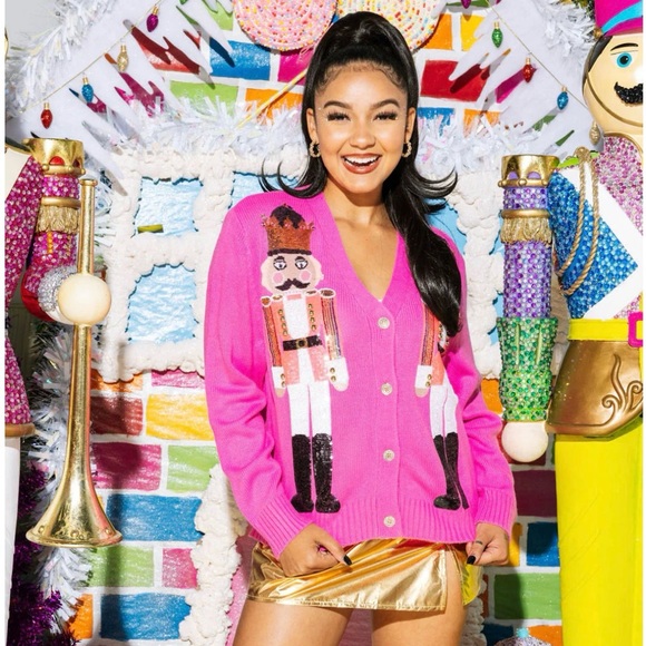 Queen Of Sparkles Pink Nutcracker Cardigan - Picture 6 of 9